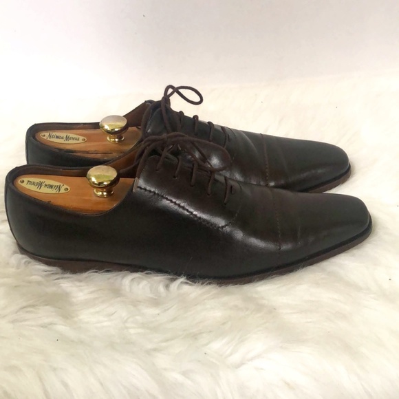 Gucci Authentic Mens Brown Leather Almond Toe Lace Up Oxford Dress Shoes Sz 10.5 - Picture 3 of 10